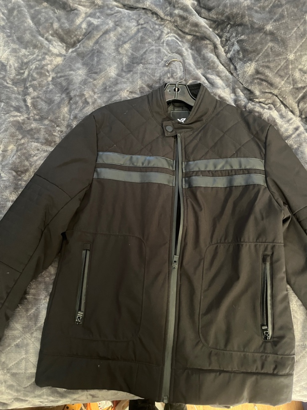 Men's Black Quilted Zip-Up Jacket